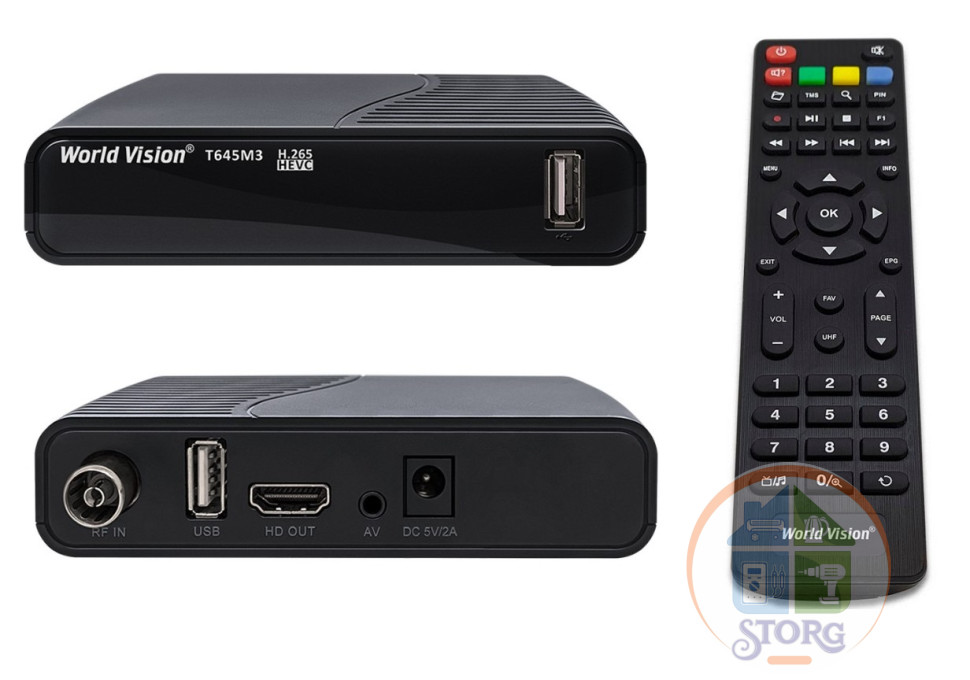 Цифровой ресивер Т2 World Vision T645M3 FM ( 2хUSB, IPTV,GX6706 , T/T2/C, H264,AC3)