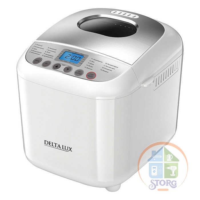 Хлебопечь DELTA LUX DE-6000, белая, вес буханки 1000гр, 19 программ