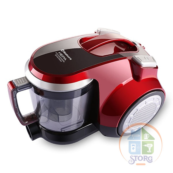 Пылесос SAKURA SA-8313R (Красный; Мощность 2200Вт; 3-ступ.система фильтрации;НЕРА-фильтр;Объем 2.5л)
