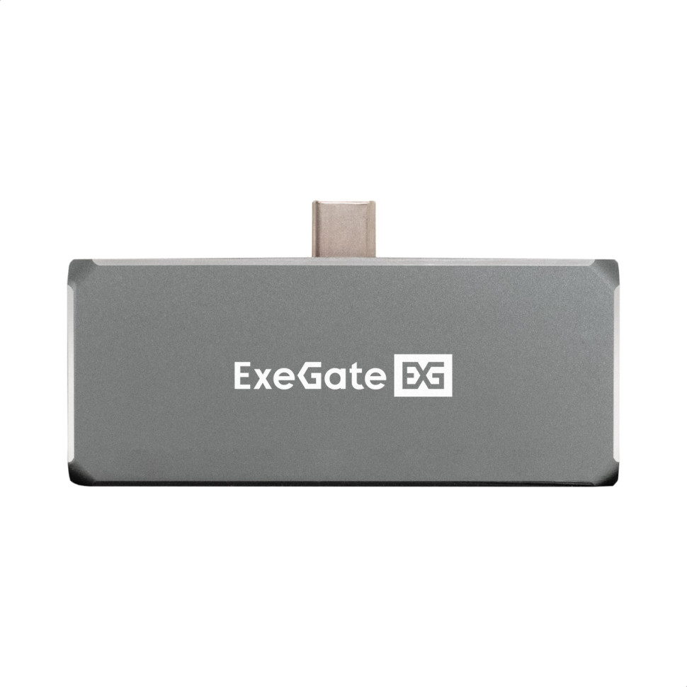 Док-станция 5-в-1 ExeGate DUB-31C/PD/HA (кабель-адаптер USB Type-C --> 1xUSB3.0 + Type-C DATA (480Mb/s) + PD 100W + HDMI 4K@30Hz + Audio, Plug&Play, подходит для iPad Pro и мобильных телефонов, серый)
