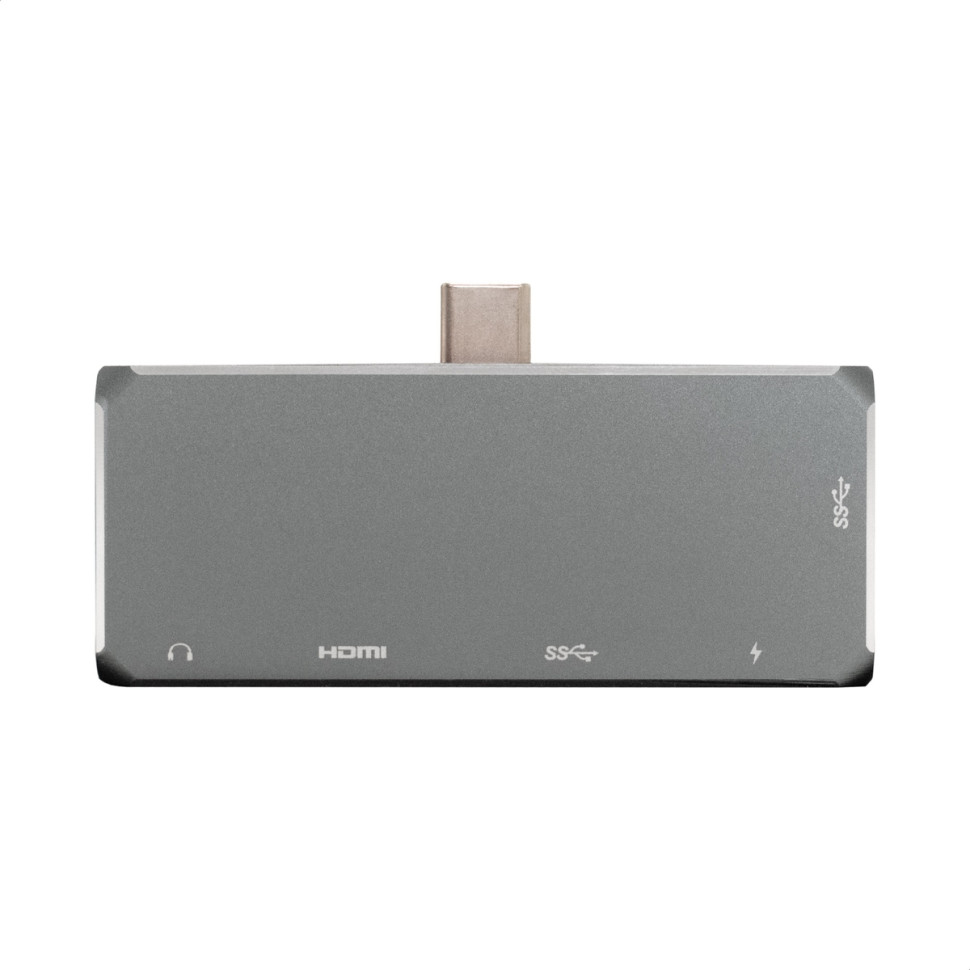 Док-станция 5-в-1 ExeGate DUB-31C/PD/HA (кабель-адаптер USB Type-C --> 1xUSB3.0 + Type-C DATA (480Mb/s) + PD 100W + HDMI 4K@30Hz + Audio, Plug&Play, подходит для iPad Pro и мобильных телефонов, серый)