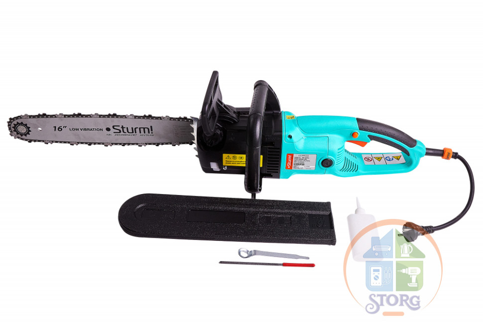 Пила цепная электрическая Sturm! CC99222, НИЗК.УРОВЕНЬ ШУМА, 2.2 кВт, шина 16"(405 мм), шаг 3/8"