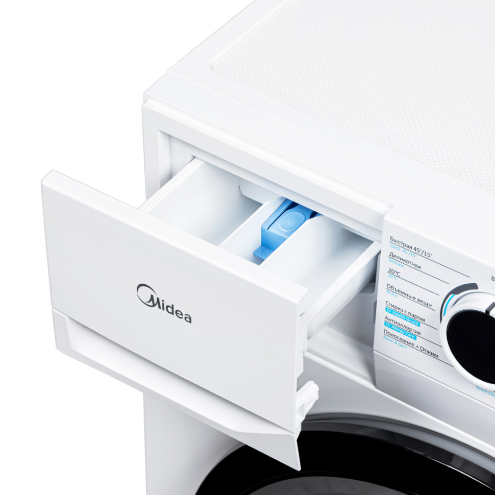 Стиральная машина Midea MF01712BS40/W, Белый, 7кг, инверт.мотор, пар,15 реж., 1200об/мин, 59,5х85х40