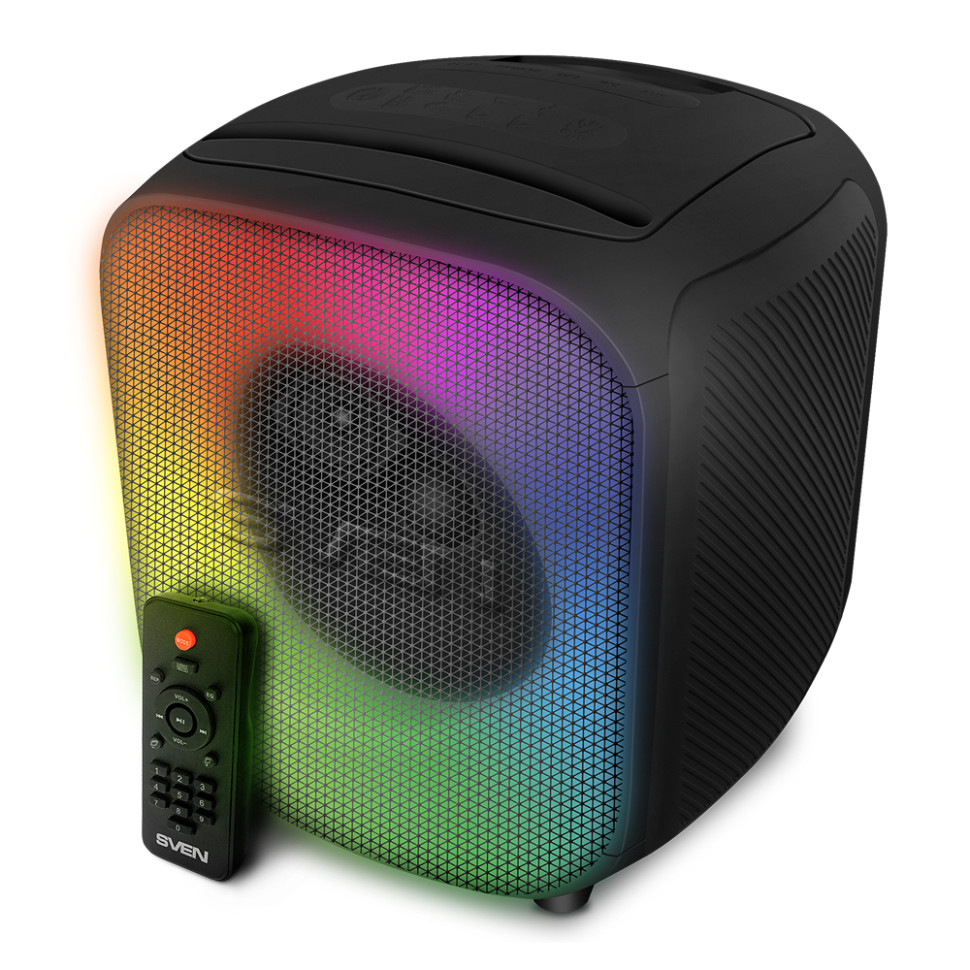 Портативная Bluetooth колонка SVEN PS-555 (Черный, 65Вт (RMS), USB, microSD, пульт, микрофон)