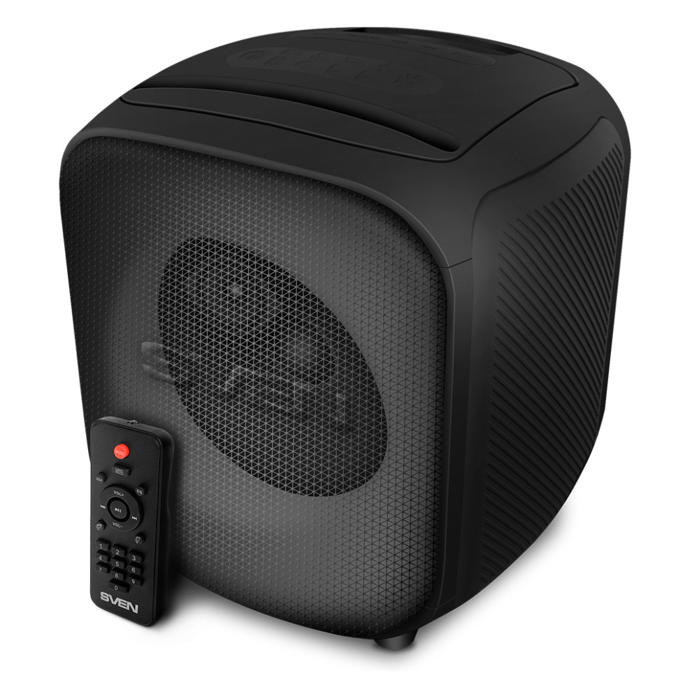 Портативная Bluetooth колонка SVEN PS-555 (Черный, 65Вт (RMS), USB, microSD, пульт, микрофон)
