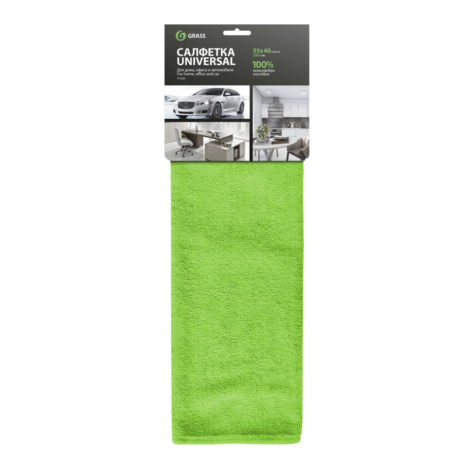 Салфетка из микрофибры GRASS (Зеленый; 250г/м; Размер 35х40см; 1шт)