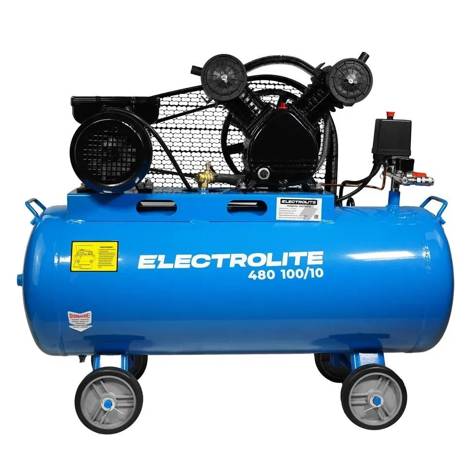 Компрессор воздушный поршневой масляный для гаража Electrolite 480/100/10 ( 480 л/мин, 100 л бак)