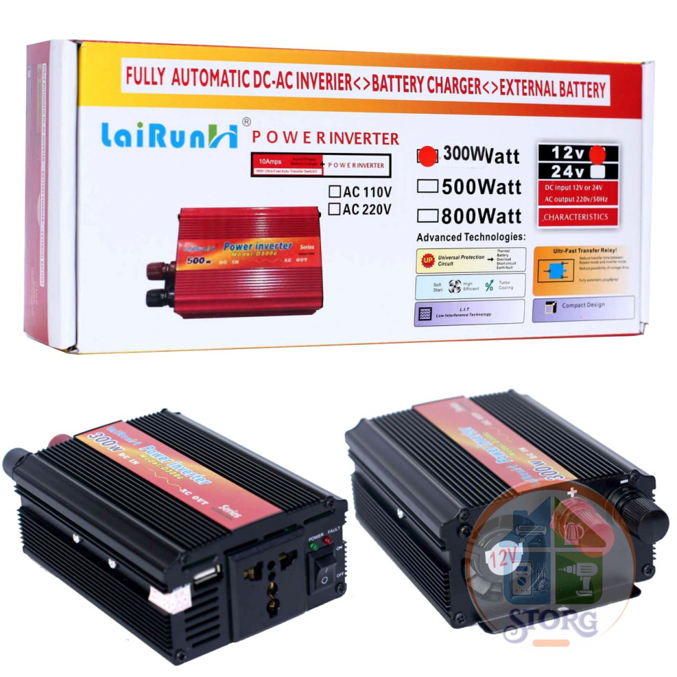 Автомобильный инвертор преобразователь 12V>>220V 300W