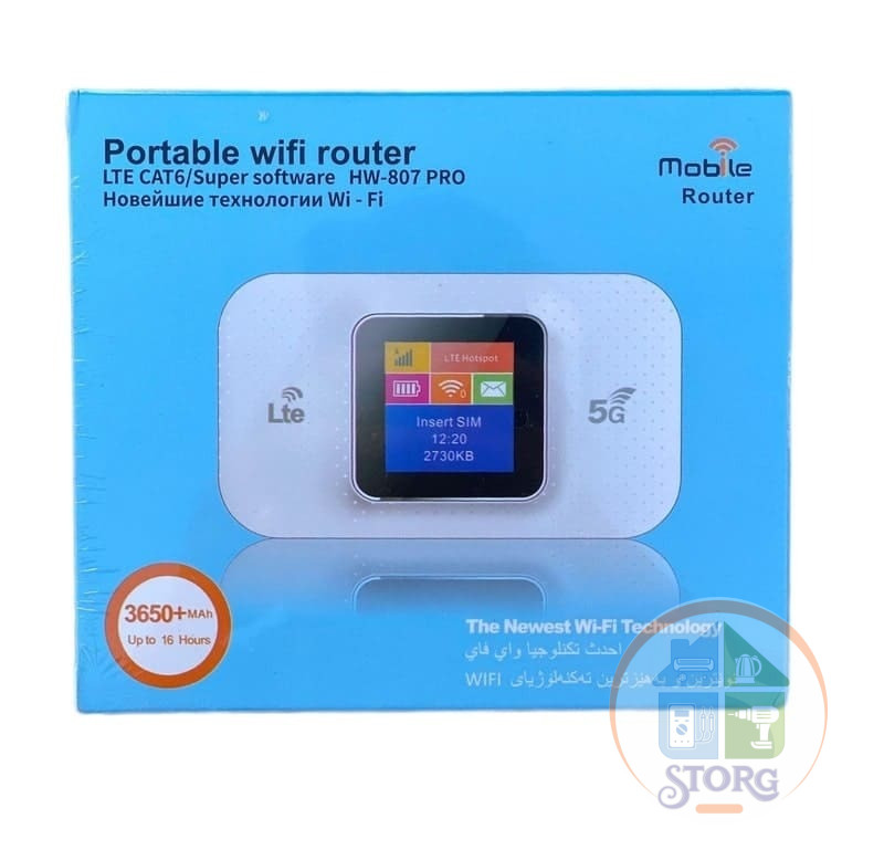 Портативный Wi-Fi Роутер HW-807 PRO 4G/ LTE CAT6, с SIM -картой Слот, 150 Мбит, 3650Mah (12час.)