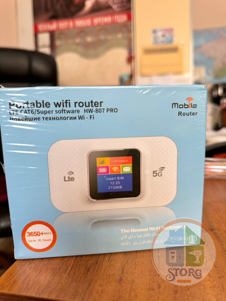 Портативный Wi-Fi Роутер HW-807 PRO 4G/ LTE CAT6, с SIM -картой Слот, 150 Мбит, 3650Mah (12час.)