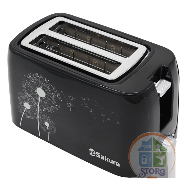 Тостер SAKURA SA-7608BK, 750Вт, черный, 5 степеней прожарки, автомат. подача хлеба