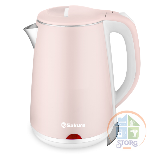 Чайник электрический SAKURA SA-2150WP (Розовый/Белый; Объем 2.2л; Мощность 1800Вт; Нерж.сталь/Пласт)