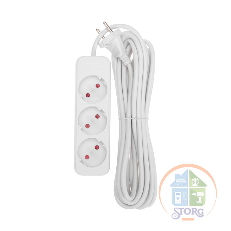 Удлинитель STANDARD 3 гнезда, 5м, 2х1,0мм, б/з, белый REXANT