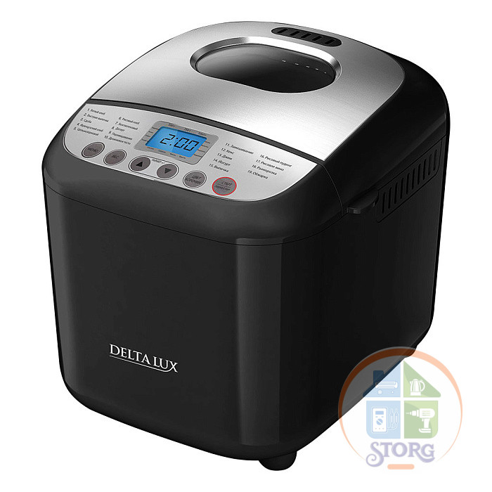 Хлебопечь DELTA LUX DE-6000, черная, вес буханки 1000гр, 19 программ