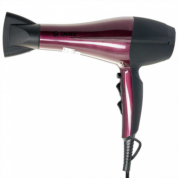 Фен для волос DELTA DL-0937, ХОЛОДНЫЙ ВОЗДУХ, 2000 Вт, ТУРМАЛИН.ИОНИЗАЦИЯ, черный с бордо.(12)
