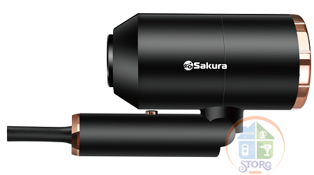 АКЦИЯ! Фен для волос SAKURA SA-4044BK Professional 2000Вт 3 режима, 2 скорости, 2 насдки