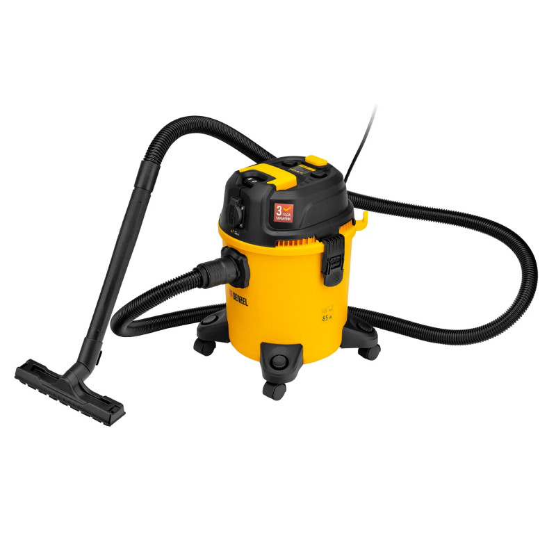 Пылесос строительный  Denzel RVC20, 1400 Вт, бак 20 л, шланг 3 м, розетка с автосинхр.