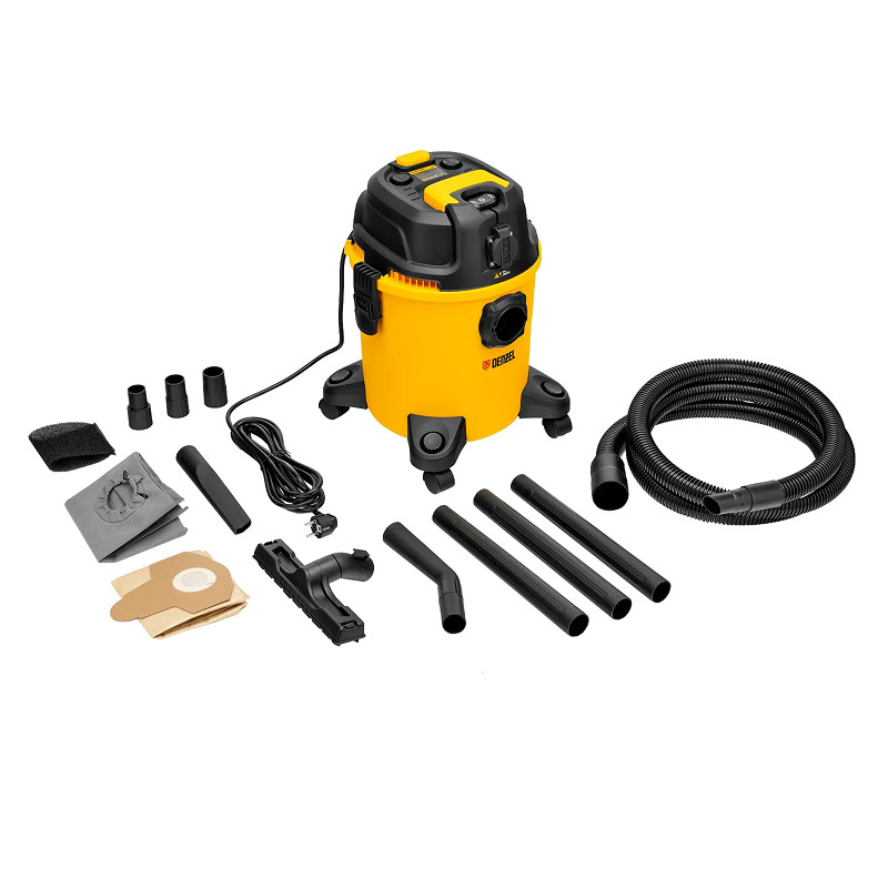 Пылесос строительный  Denzel RVC20, 1400 Вт, бак 20 л, шланг 3 м, розетка с автосинхр.