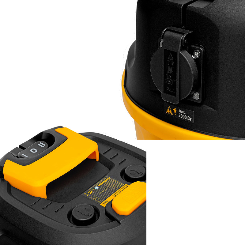 Пылесос строительный  Denzel RVC20, 1400 Вт, бак 20 л, шланг 3 м, розетка с автосинхр.