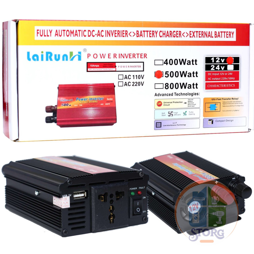 Автомобильный инвертор преобразователь 12V>>220V 500W