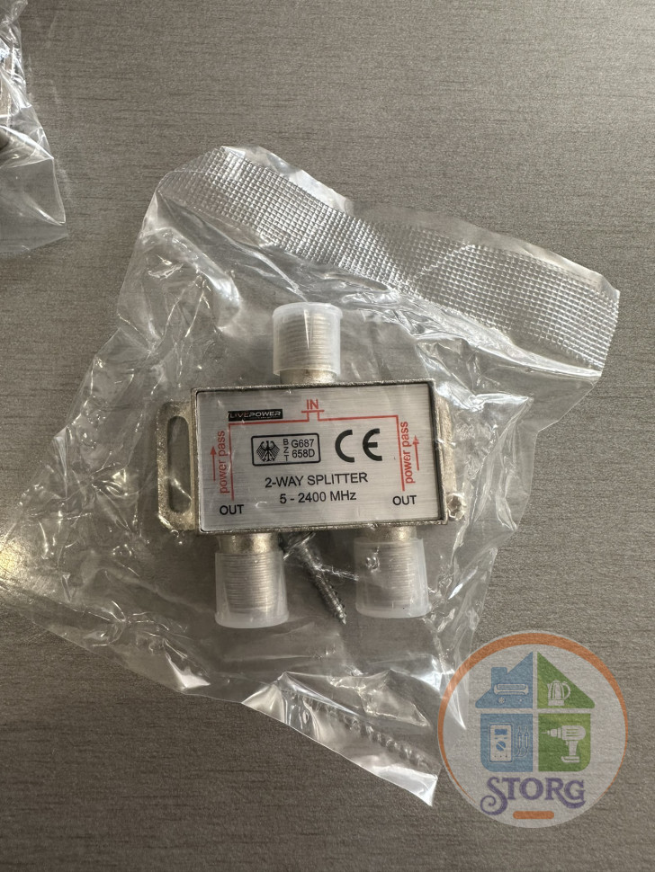 Сплиттер делитель 2х1 Live-Power (5-2400MHz) с проходом питания