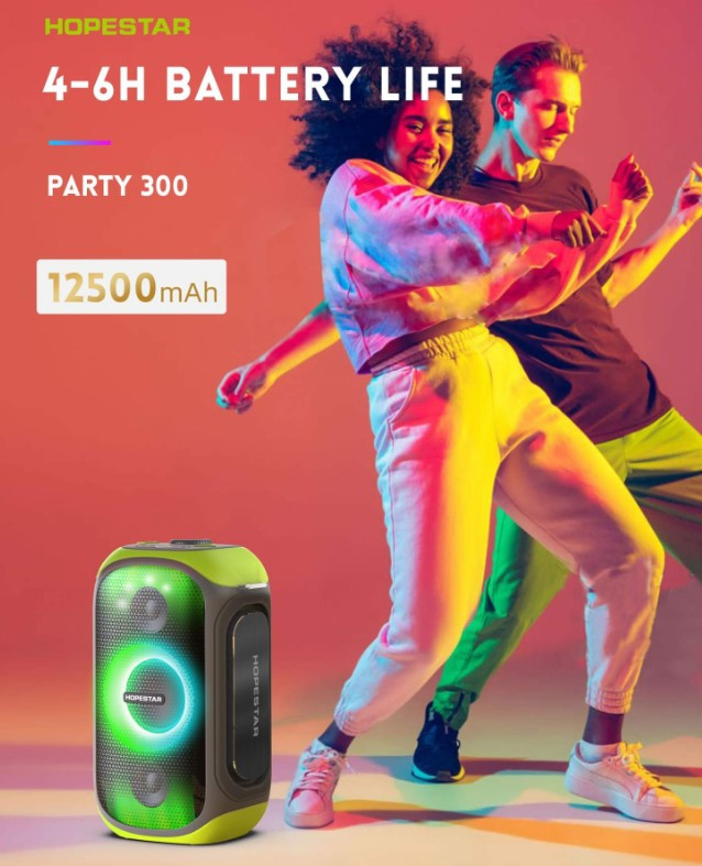 Беспроводная Bluetooth колонка Hopestar Party 300 15W*2+50W (общая 80W), 12500 mA/h, микрофон