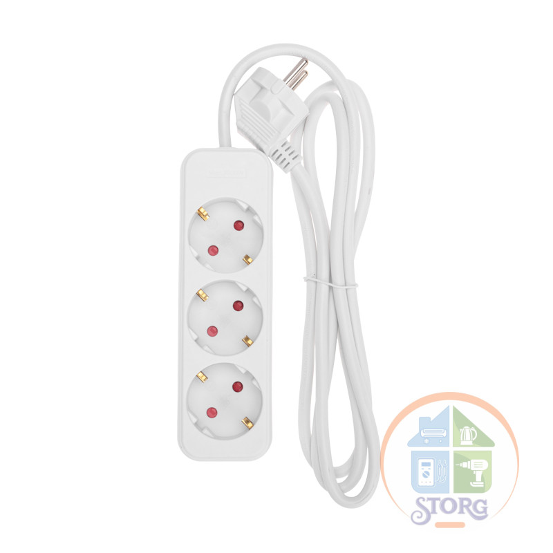 Удлинитель STANDARD 3 гнезда, 1,5м, 3х1,0мм, с/з, белый REXANT