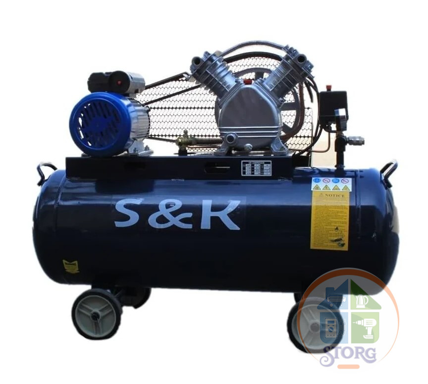 Компрессор ременной профессиональный S&K TP420/50    420 л/мин , 50 л бак, 2,2 кВт /8 атм