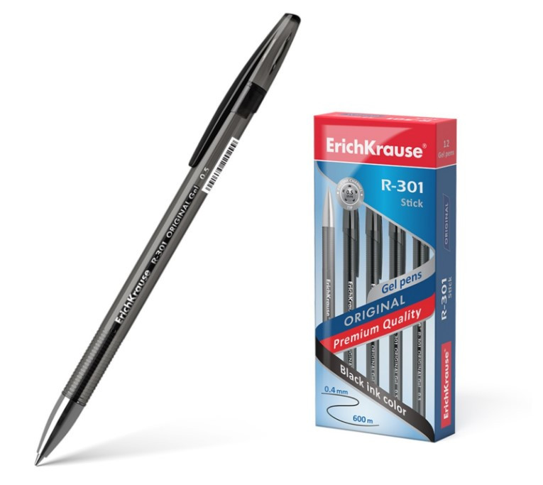 Ручка гелевая ErichKrause "R-301 Original Gel" узел 0.5мм, чернила чёрн. 42721 цена за 1шт 2356429