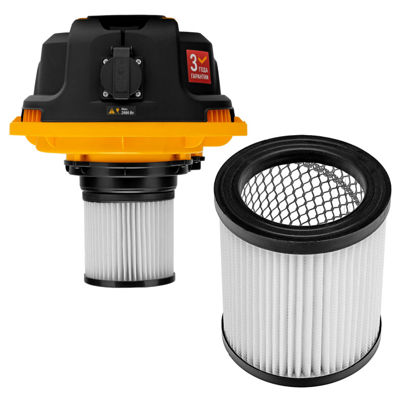 Пылесос строительный  Denzel RVC30, 1400 Вт, бак 30 л, шланг 3 м, розетка с автосинхр.