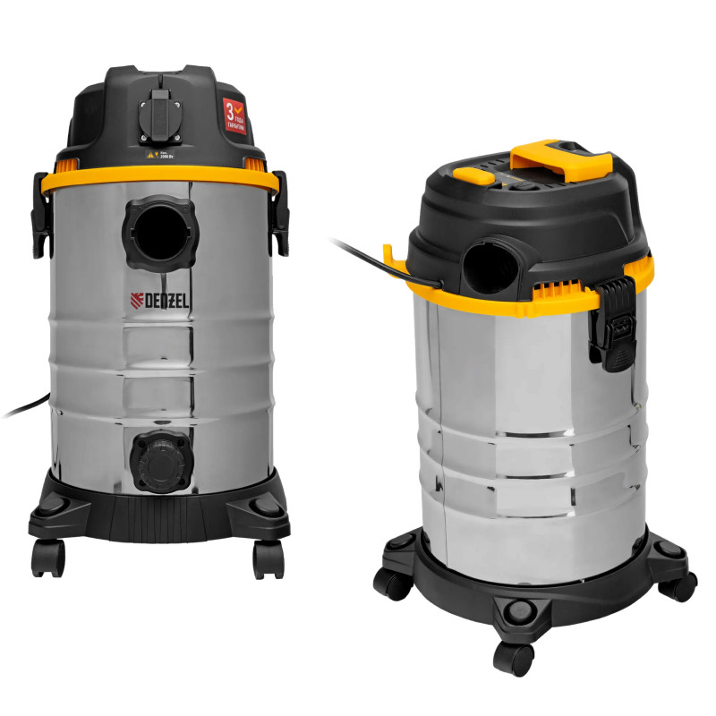 Пылесос строительный  Denzel RVC30, 1400 Вт, бак 30 л, шланг 3 м, розетка с автосинхр.