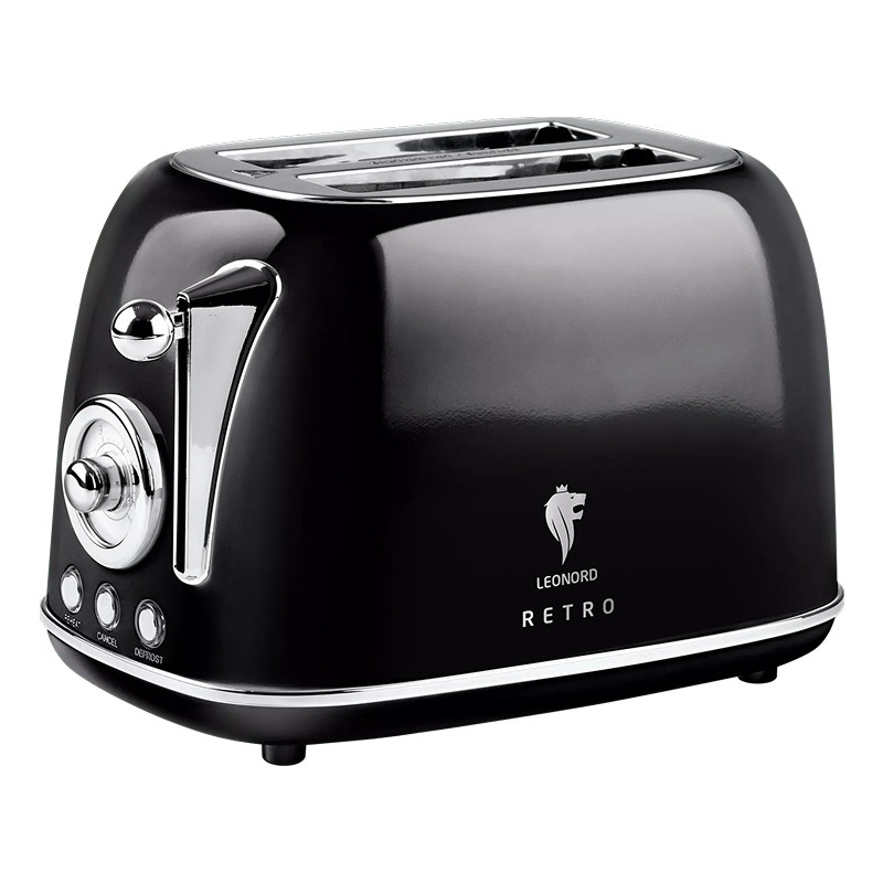Тостер LEONORD LE-1903/1 Retro (by SMEG), Черный, 685-815Вт, 2 слота, разморозка/разогрев, поддон