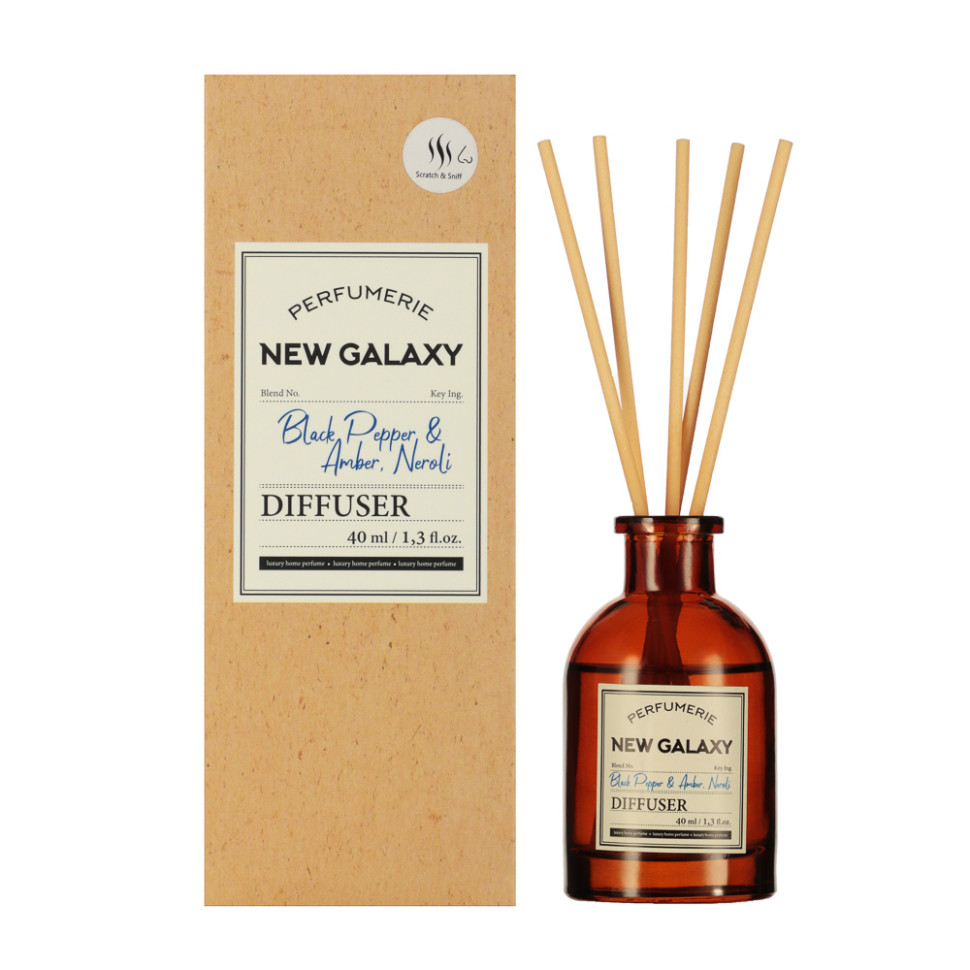Диффузор NEW GALAXY Perfumerie, Black Pepper & Amber, Neroli, 40мл Диффузор NEW GALAXY Perfumerie, Black Pepper & Amber, Neroli, 40мл
