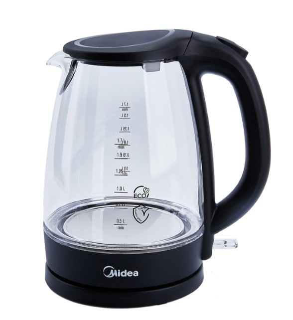 Чайник электрический Midea MK-8015 (Черный, 2200Вт, 1.7л, стеклянный, подсветка)