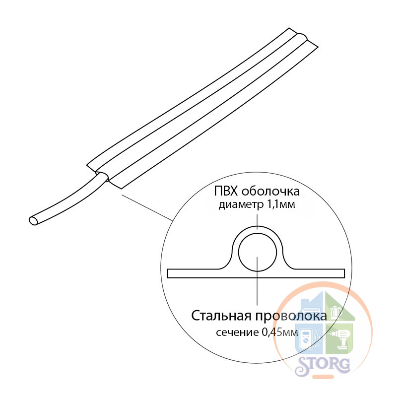 Проволока упаковочная в ПВХ, прозрачная (бухта 250 м)  REXANT