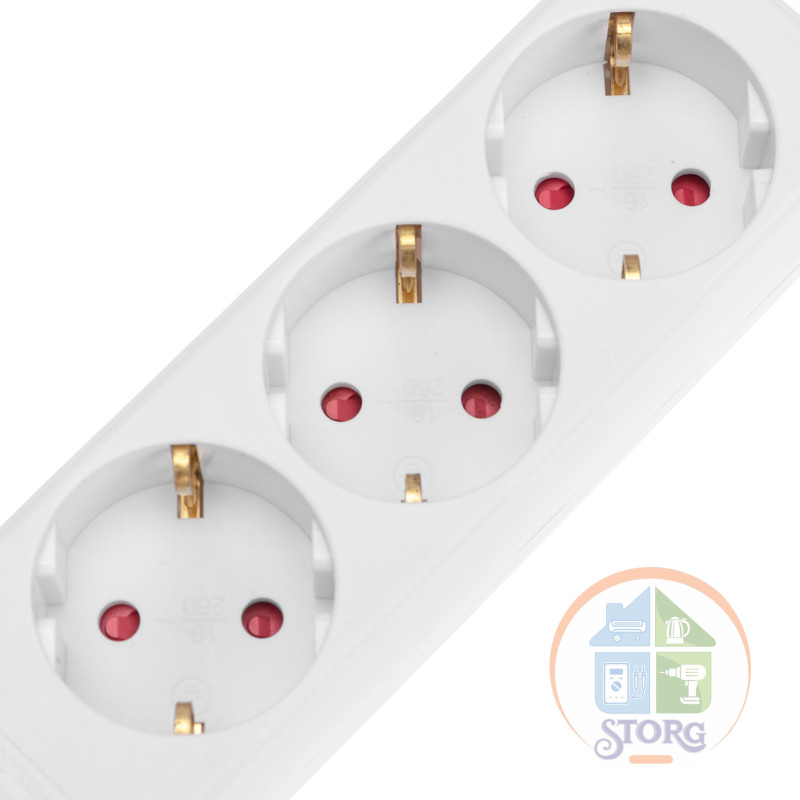 Удлинитель STANDARD 3 гнезда, 5м, 3х1,0мм, с/з, белый REXANT