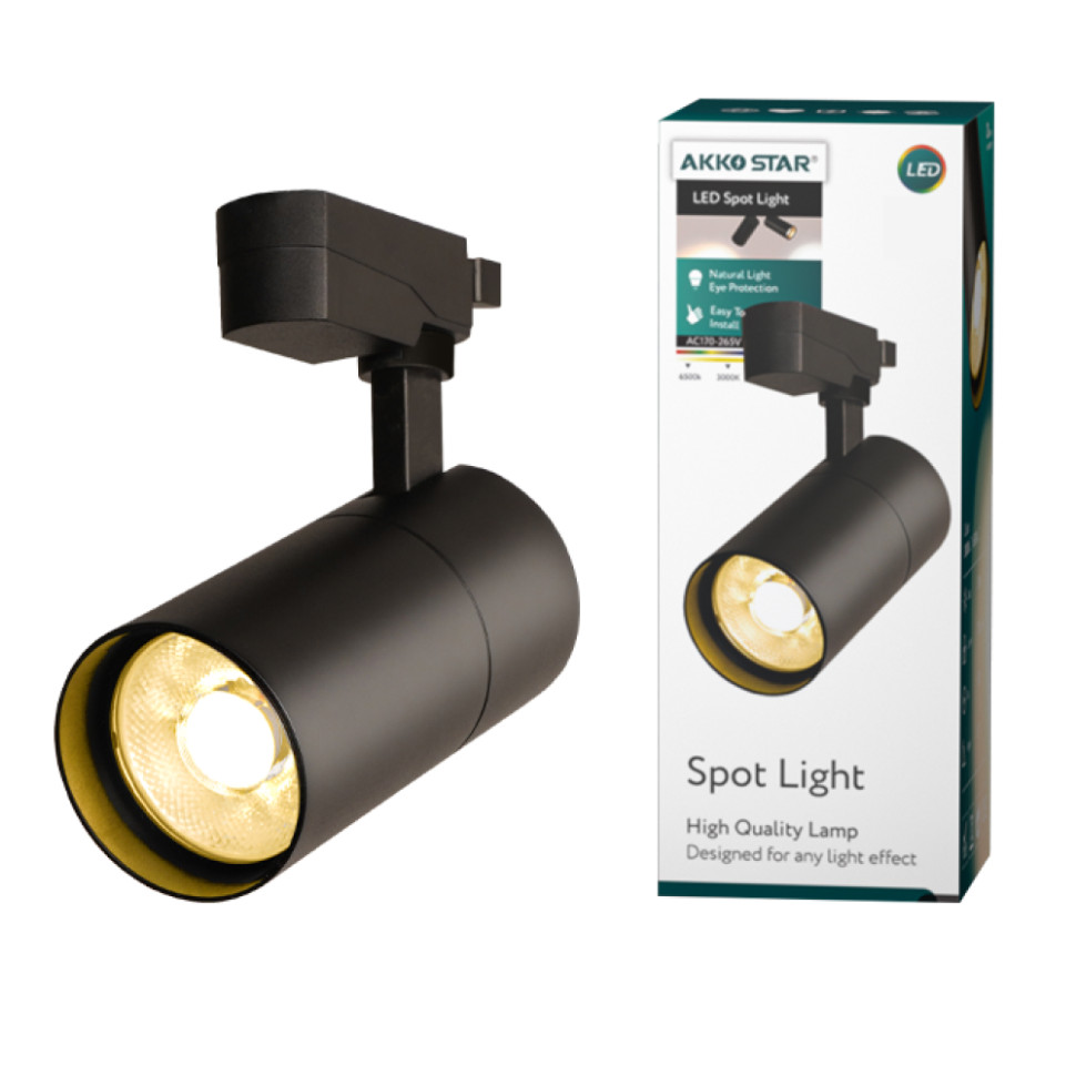 Трековый светильник на шинопровод AKKOSTAR 28W, 2250lm, 3000K, Черный