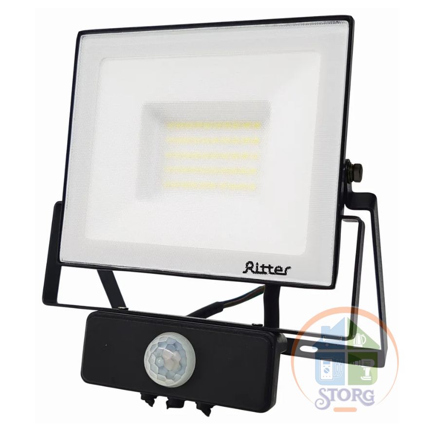 Прожектор PROFI 53422 2 Ritter, 230В 50Вт, 6500К, 5000Лм, IP65 с датч движ черн, гарантия 5 лет
