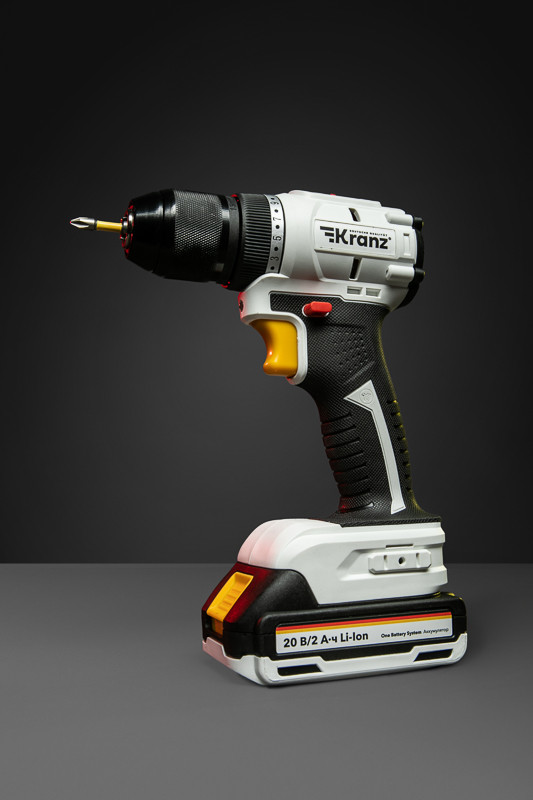 Дрель-шуруповерт KRANZ бесщеточная, аккумуляторная, Li-Ion, 20В, 55 Нм, 2 акк. х 2Ач, в кейсе