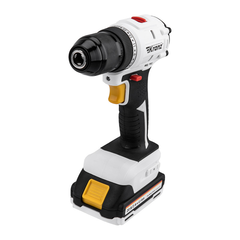 Дрель-шуруповерт KRANZ бесщеточная, аккумуляторная, Li-Ion, 20В, 55 Нм, 2 акк. х 2Ач, в кейсе