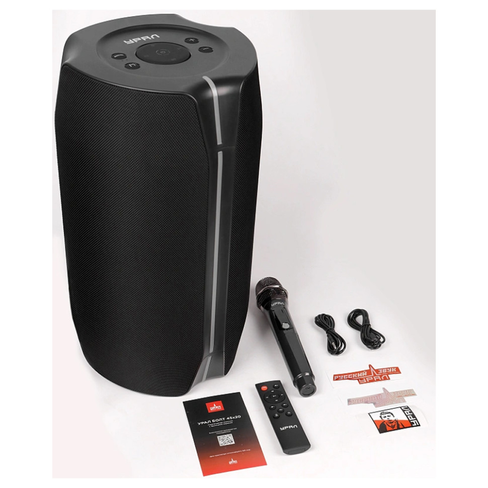 Портативная Bluetooth колонка Ural Болт 45х20 (Черный, 450W, 2.0BT/3.5Jack/USB-C, микрофон, 8000mAh)