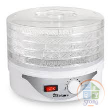 Сушилка для овощей и фруктов SAKURA SA-7805, белый, 250Вт, 5 съёмных ярусов с мелкой сеткой