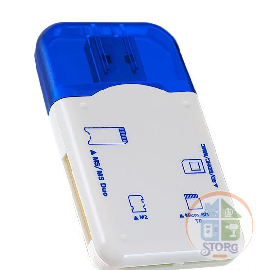 Perfeo Card Reader SD/MMC+Micro SD+MS+M2, (PF-VI-R010 Blue) синий