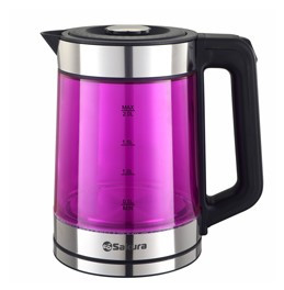 Чайник электрический SAKURA SA-2746P, 2.0л, 1500–1800Вт, стекло двухсл., с подсветкой
