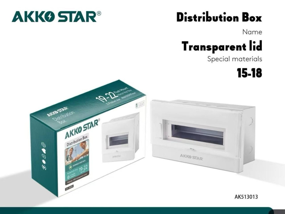 Щит распределительный AKKOSTAR встраиваемый IP41 на 15-18 модулей с прозрачой крышкой Щит распределительный AKKOSTAR встраиваемый IP41 на 15-18 модулей с прозрачой крышкой