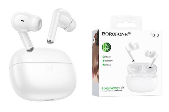 Наушники bluetooth BOROFONE FQ10 Joyful true wireless BT headset (белый)