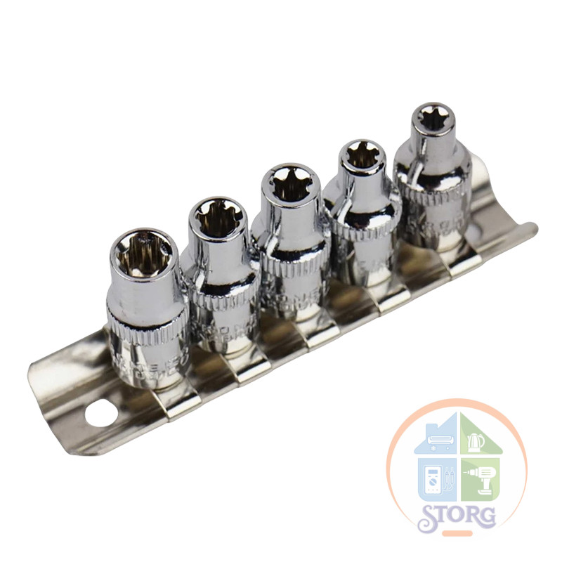Набор головок E-тип с воротком 1/4"  KINGQUEEN WIB-14, 6 предметов