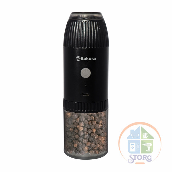 Перцемолка гравитационная SAKURA SA-6672BK, аккум Li-Ion USB, 60 г соли,120 г перца, рег.степ.помола