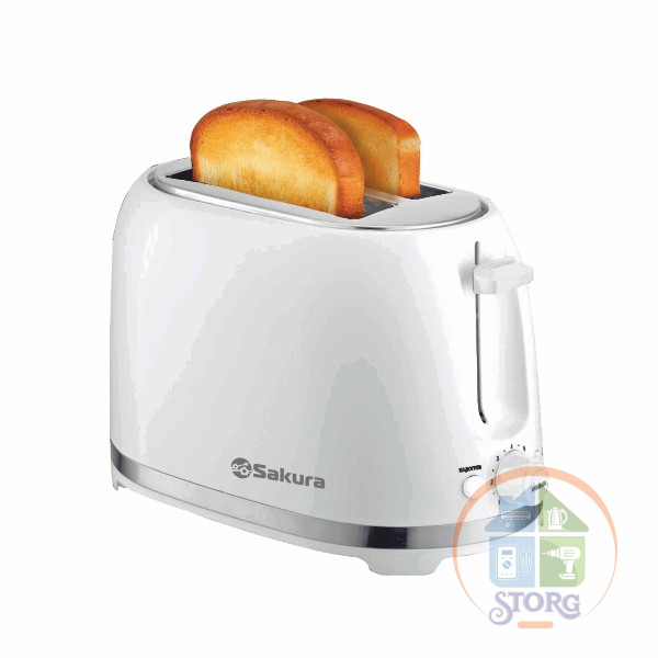 Тостер SAKURA SA-7612BK Elegant, черный, 750Вт, подогрев/разморозка, отсек для шнура