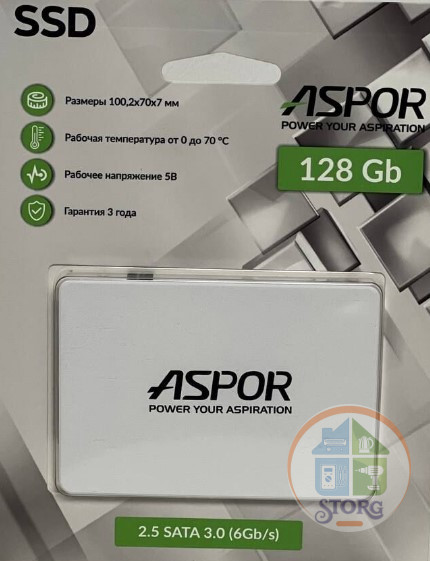 SSD 2.5" 128GB SATA3 Aspor (TLC, SM2259XT2, R/W 550/450MB/s, TBW 60, Plastic case)